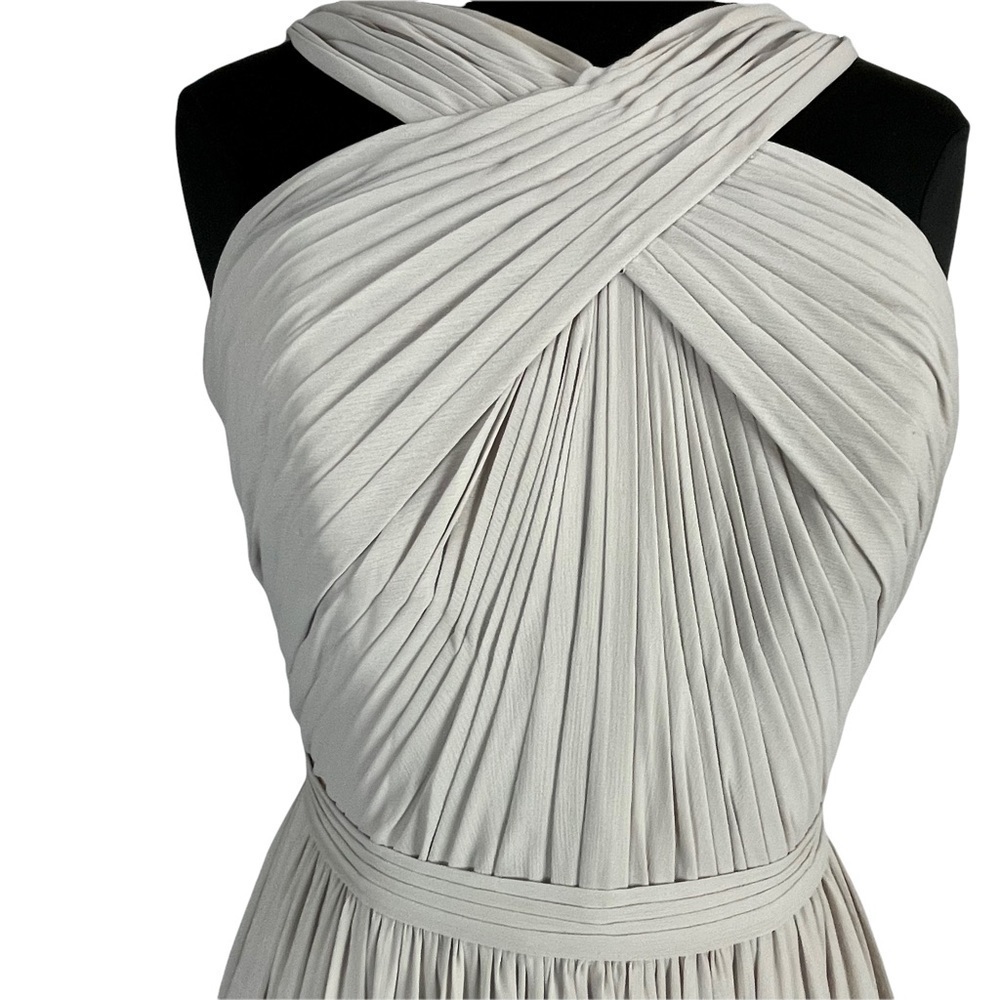 WATTERS MICAH SANDSTONE CRINKLE CHIFFON A LINE HALTER BRIDESMAID FORMAL GOWN - Picture 10 of 16